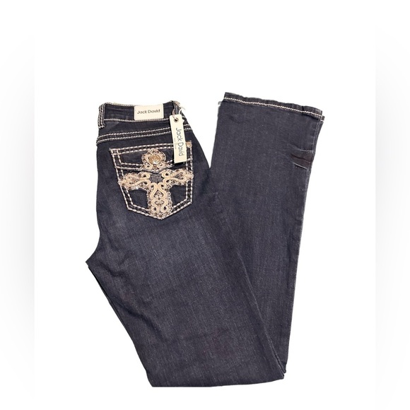 Jack David Y2K Dark Wash Bootcut Jeans - Picture 1 of 7